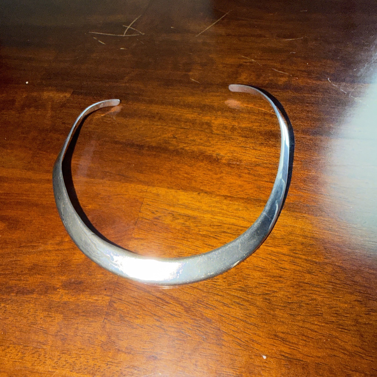 Mexico Alpaca Silver Vintage Fitted Choker Collar Cuff Necklace 2-5/8in Opening