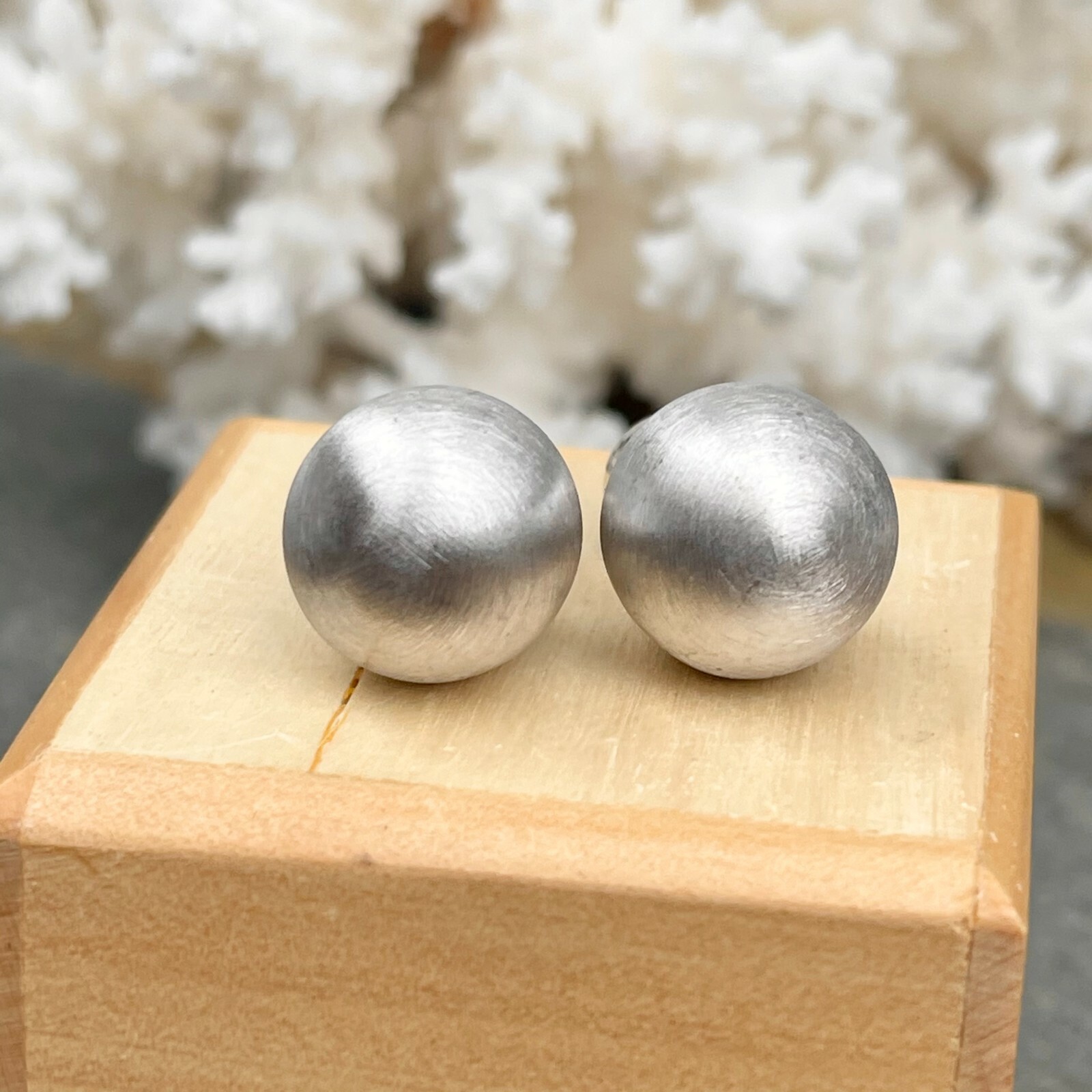Sterling Silver Double-Ended Satin + Crystal Ball Earrings Small and Large NEW