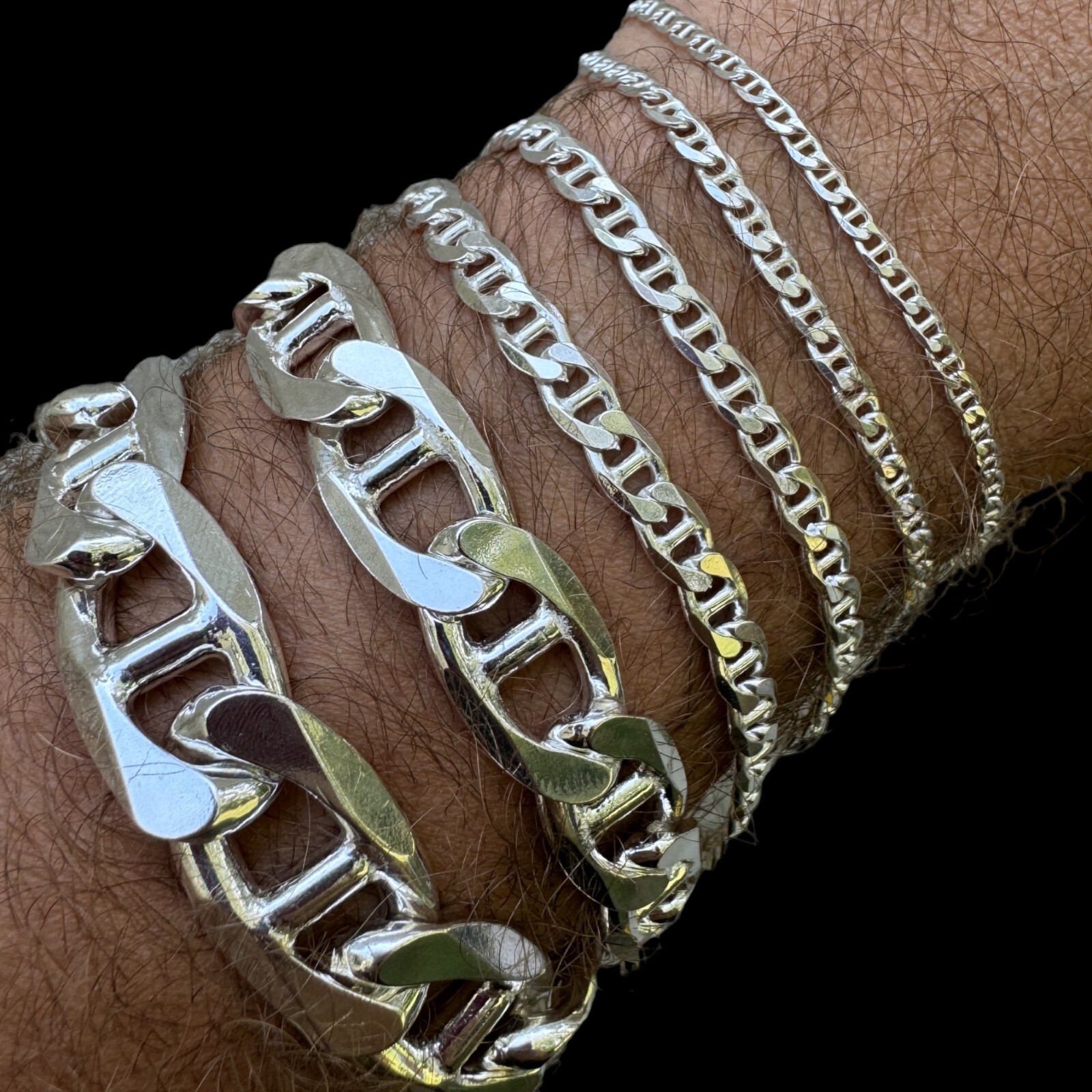 Real Solid 925 Sterling Silver Mariner Link Bracelet ITALY 2.5-16mm ITALY MADE