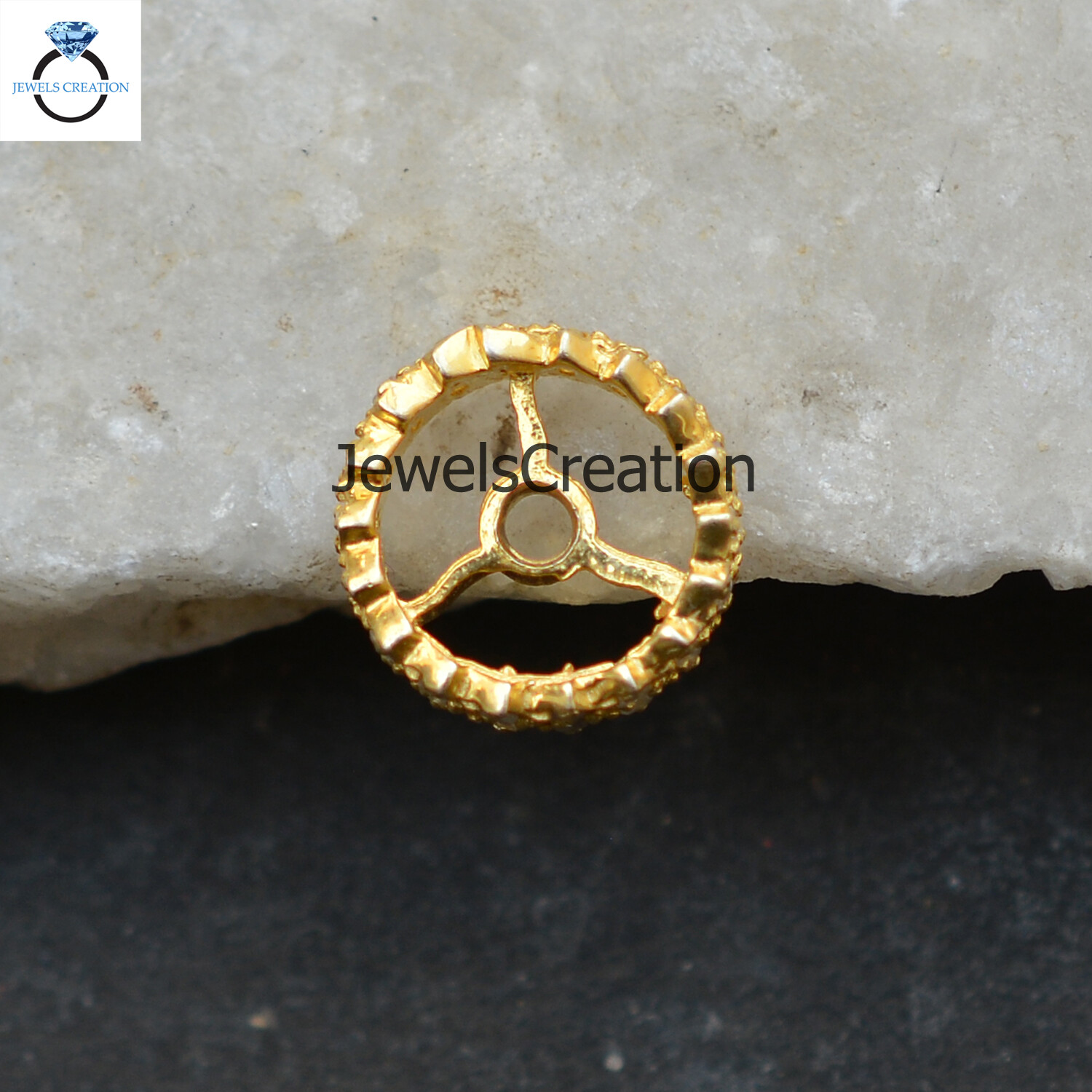 Natural Pave Diamond Finding 925 Silver Wheel Beads Gold Vermeil Jewelry Making