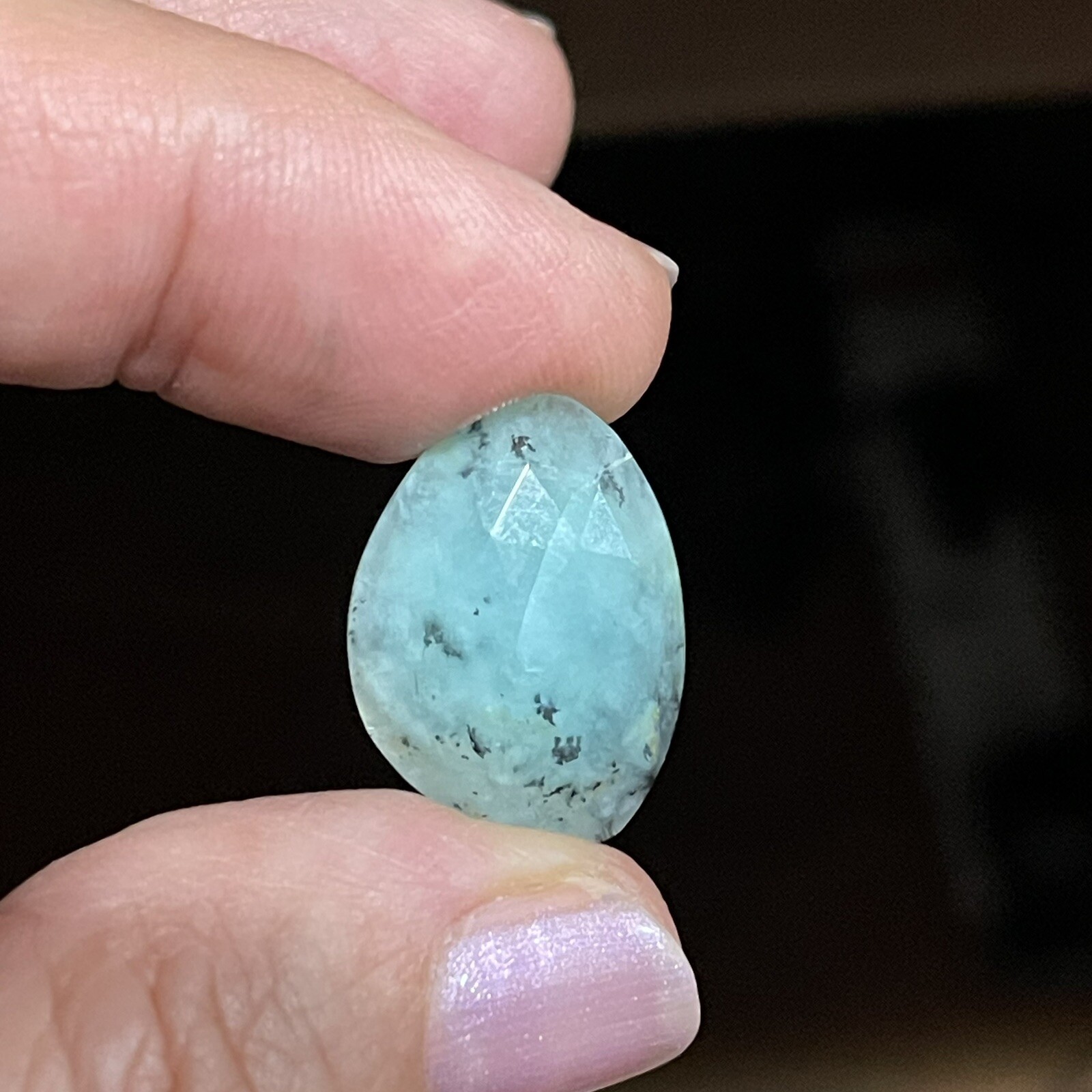 15.4ct 10-30mm 4pcs Lot Blue Peruvian Opal Cabochon Rose Cut Faceted Gems