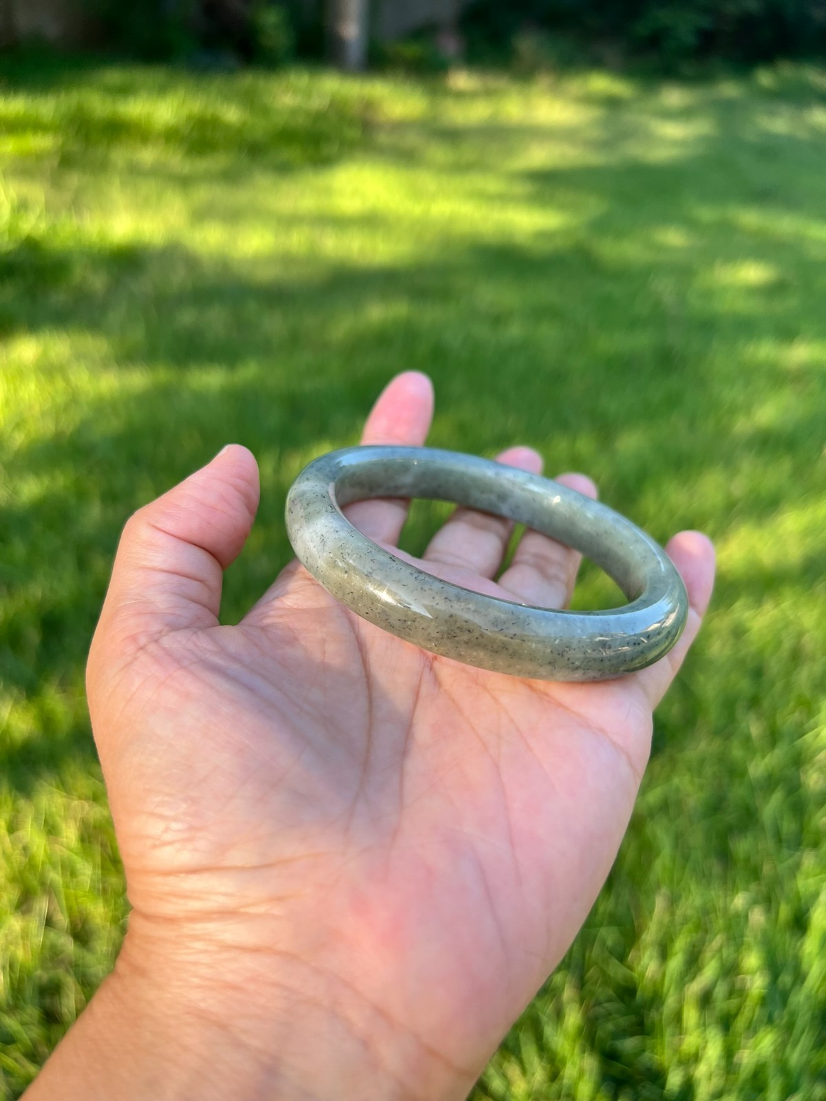 XXL 64mm Qinghua Sesame Nephrite Jade Bangle Bracelet H407 2