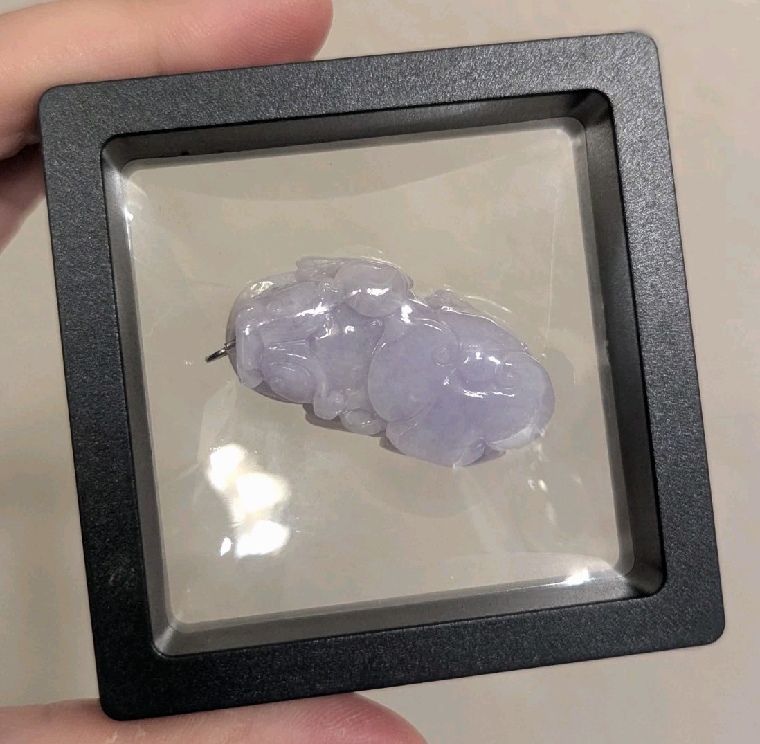 Jade Pixiu Dragon Lavender Purple Jade Pendant, Strong Color, Large, Untreated