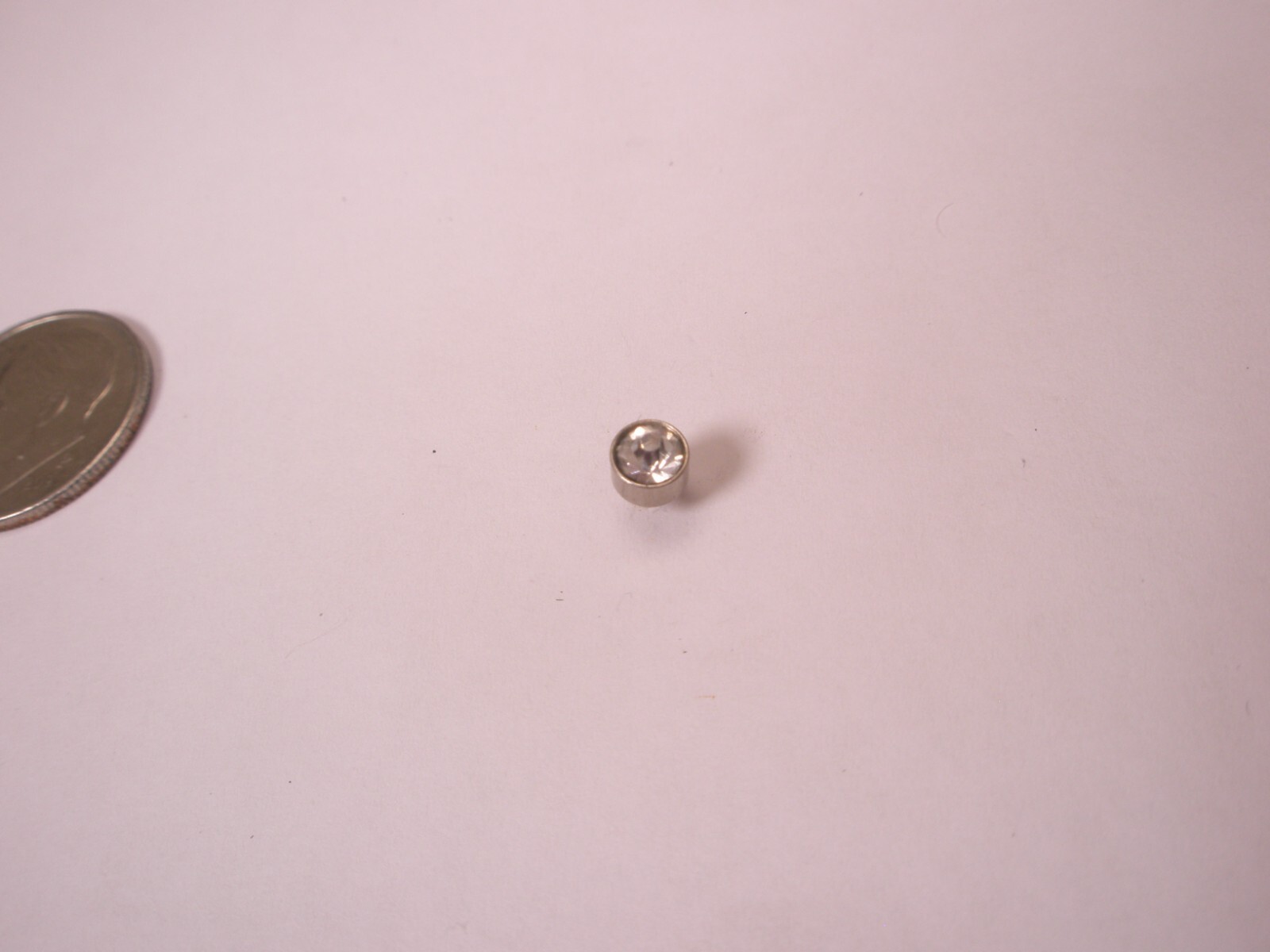 3.5mm Solitaire White Rhinestone Vintage Tie Tack Lapel Pin r82