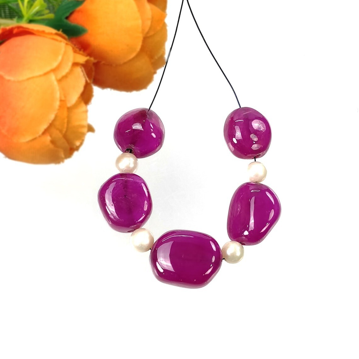 111.90cts Glass Filled Ruby Gems Uneven Cabochon Beads Tumbles 14*13mm-18*14mm