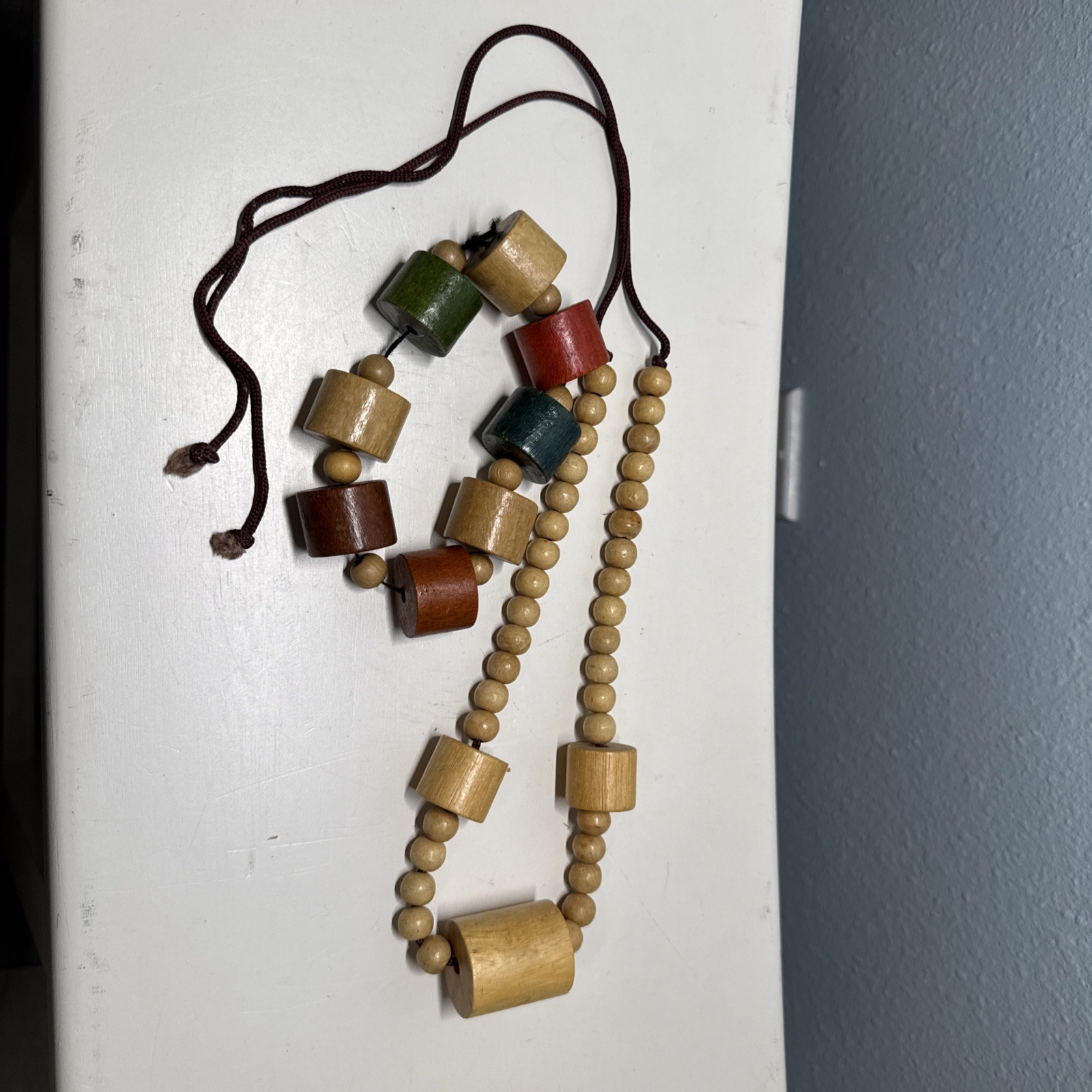1970s Colorful Wood Necklace and bracelet Pop Art, Modernist, Geometric