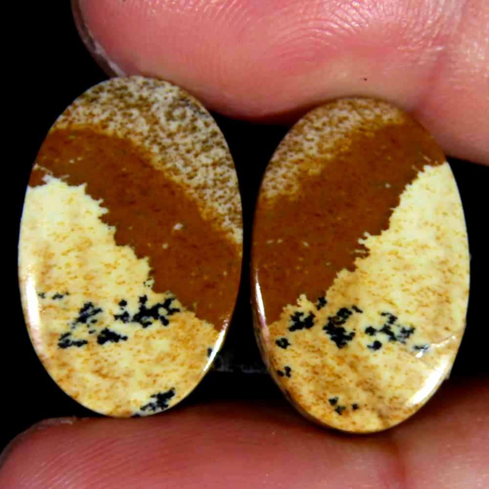 21.20Cts.100% Natural Designer Picture Jasper Oval 13x19x5mm cab Pair Gemstone