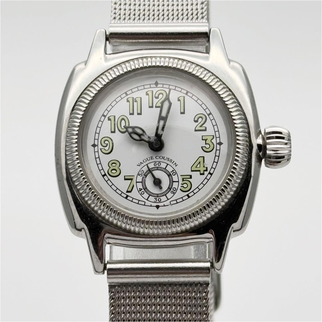 VAGUE WATCH CO COUSSIN Quartz Watch Silver Dial Stainless Steel Japan In hand