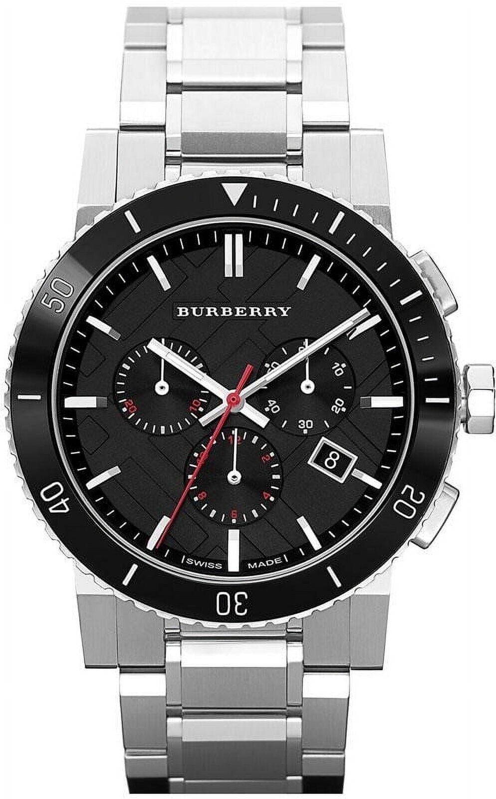BURBERRY THE CITY BU9380 Stainless Steel Black Dial Chronograph Men’s Watch
