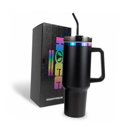 40 oz Powder Coated Traveler – Rainbow Plated 40 Ounces Black – Rainbow Plated