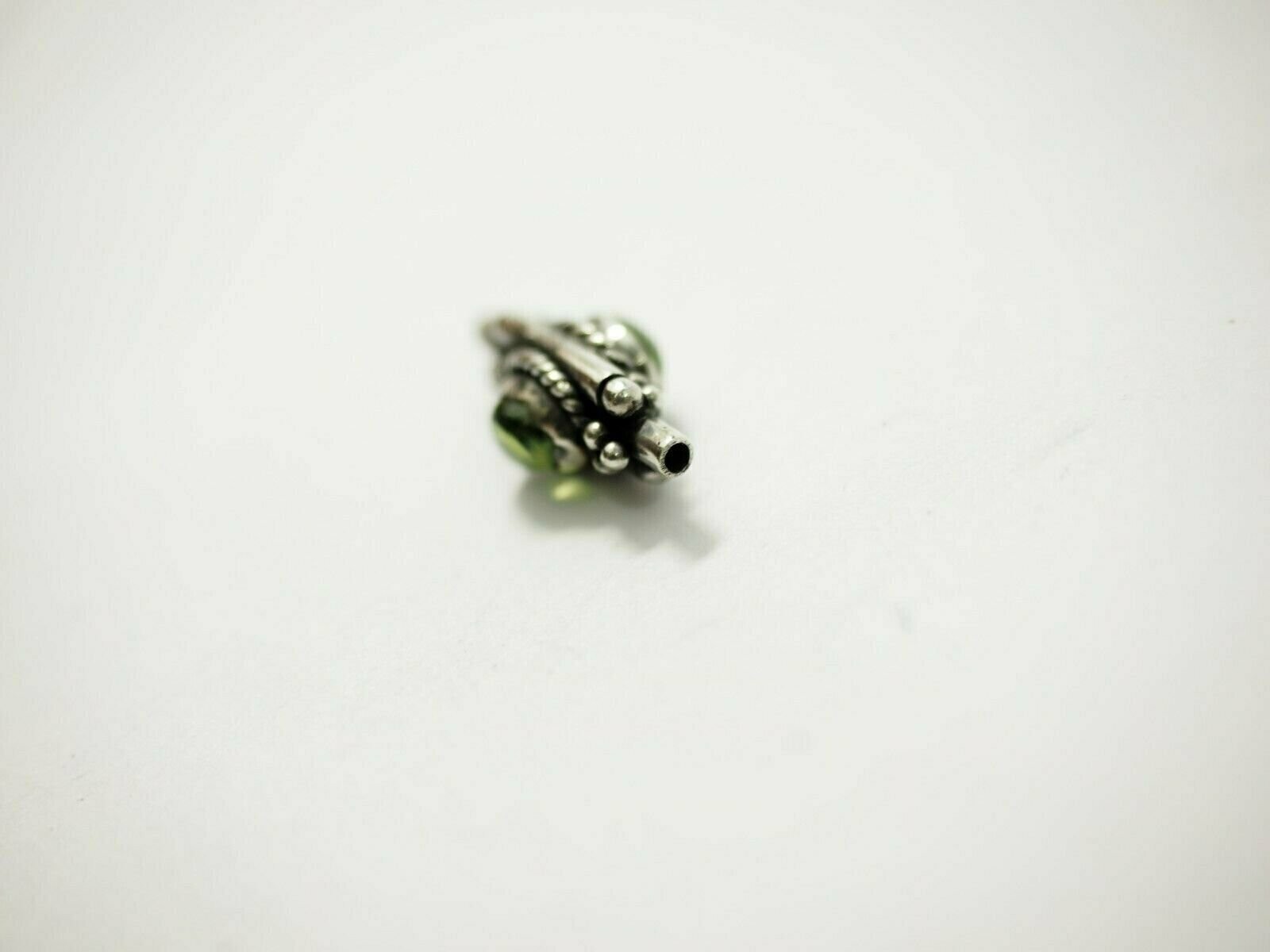 Cute handmade Two Stone Peridot Bali Bead Sterling Silver 18.8mm x 9.2mm