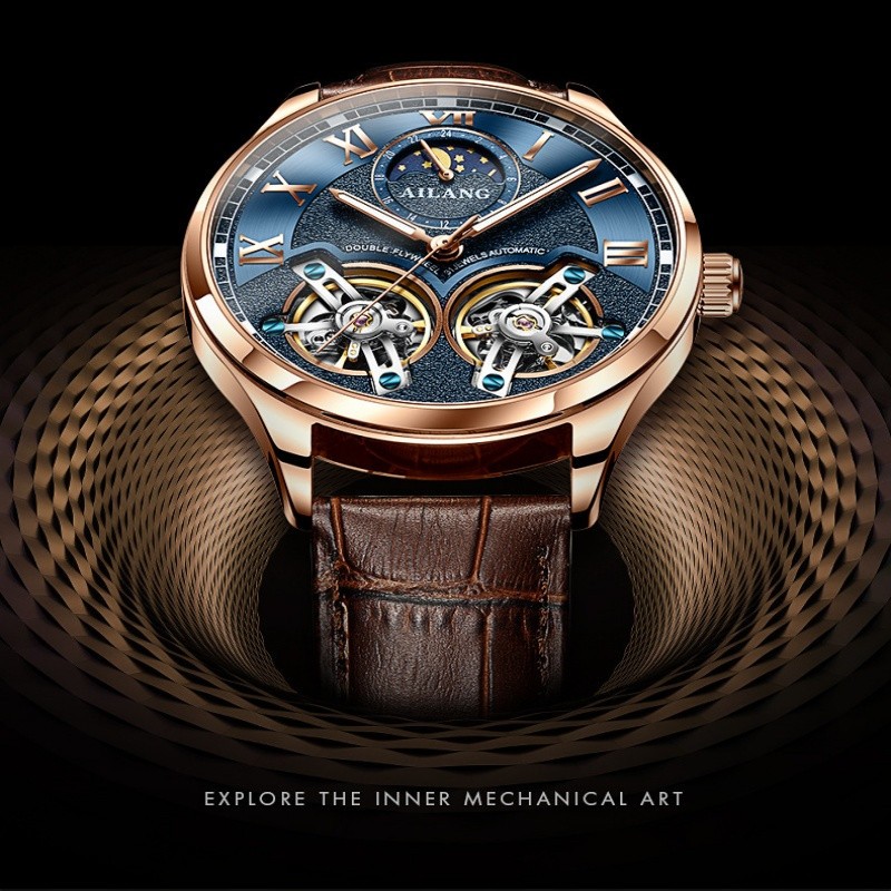 Men’s Luxury high-end Double tourbillon high quality Mechanical Watch gift