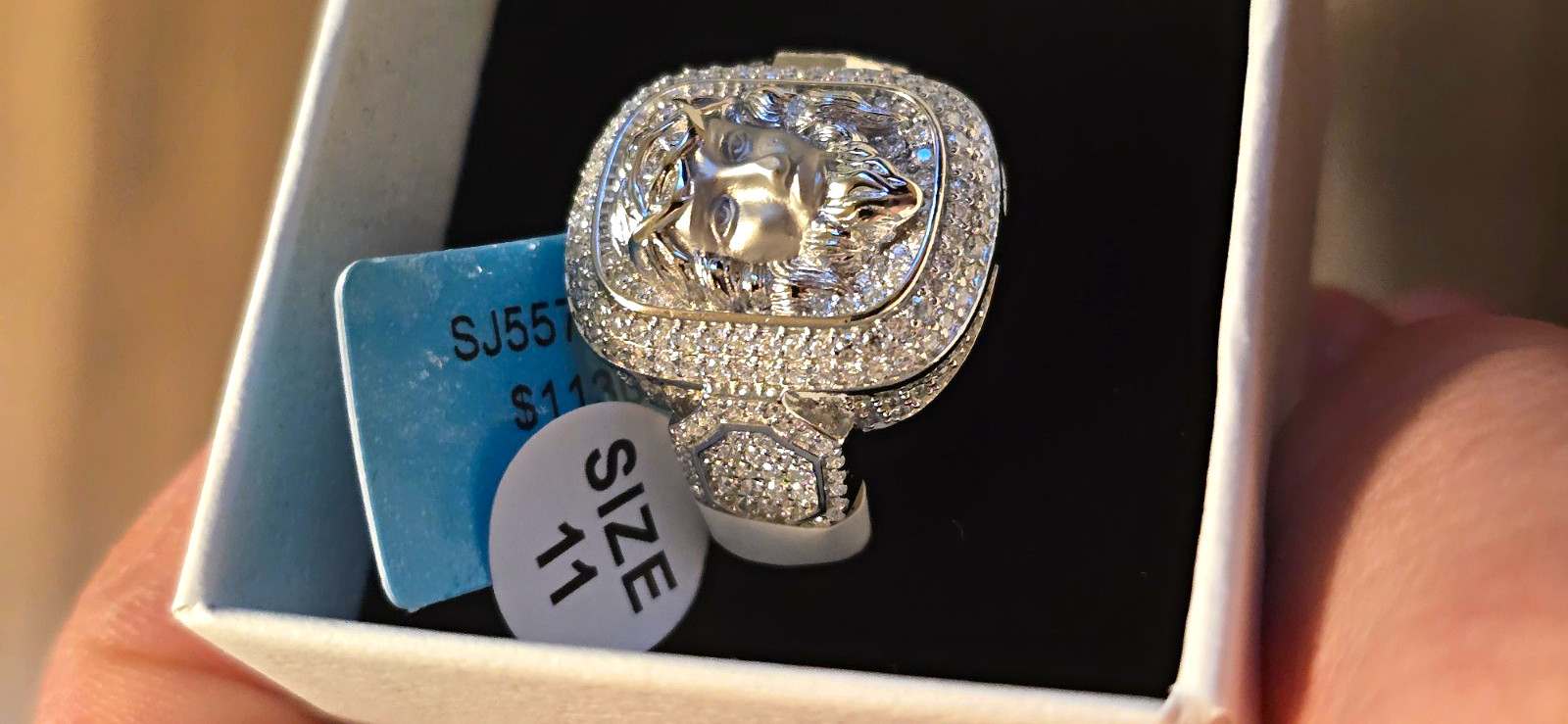 925 Sterling Silver Jesus Face Moissanite Pavé Band Ring Size 11 Silver