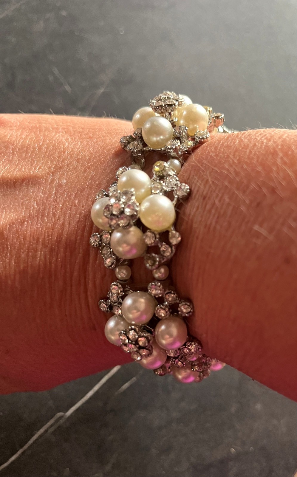 Costume Jewelery Bracelet with Pearls & Diamonds, Special Occasion, Wedding Wear