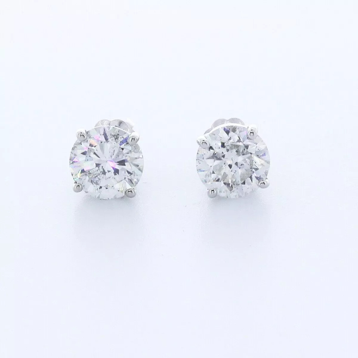 Solid 14K Yellow Gold Stud Earrings Classic 1.80 CT Round Natural Diamond F SI1