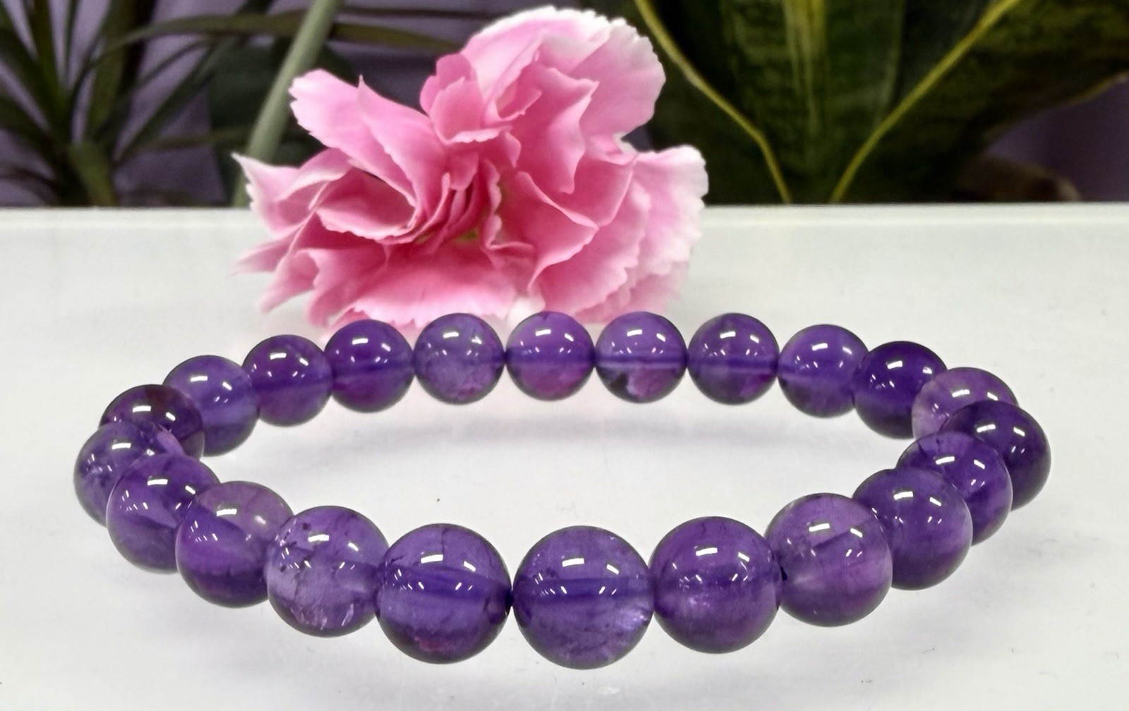 Wholesale Lot 6 Pcs Natural Amethyst 8mm 7.5” Crystal Stretch Bracelet