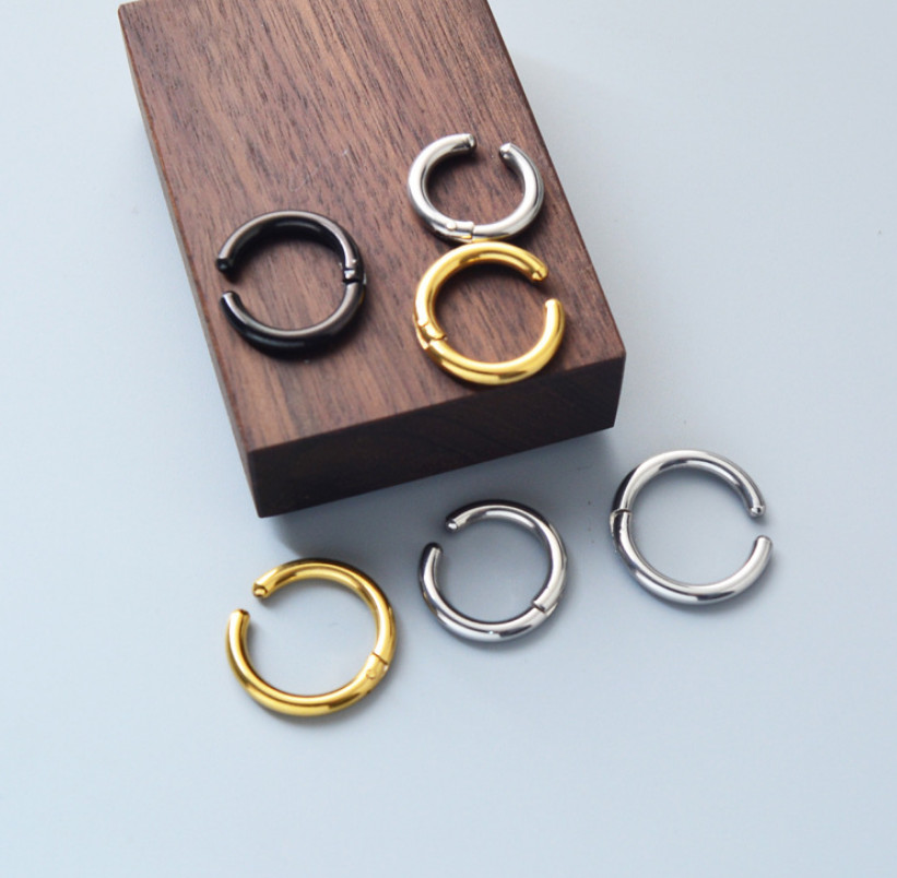 Men Women Stainless Steel Clip On Non-Piercing Fake Hoop Earrings Ear Nose