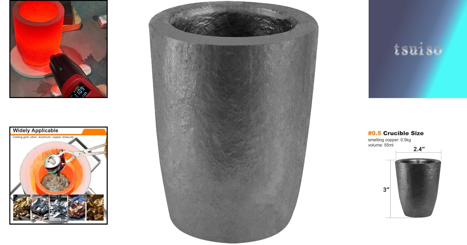 Silicon Carbide Graphite Crucible 0.5kg | Perfect for Melting Aluminum & Gold
