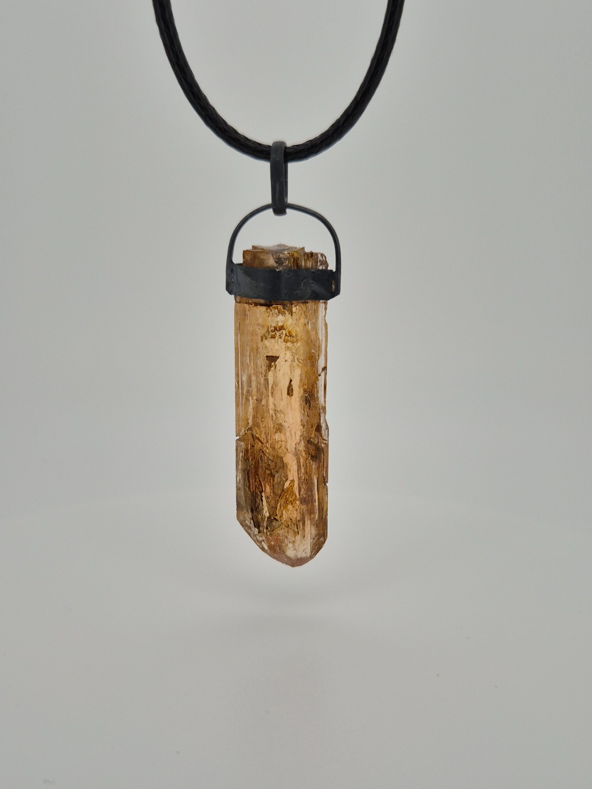 Imperial Topaz Pendant Unisex Unique Shape Black Silver Father’s Day Gift Gem