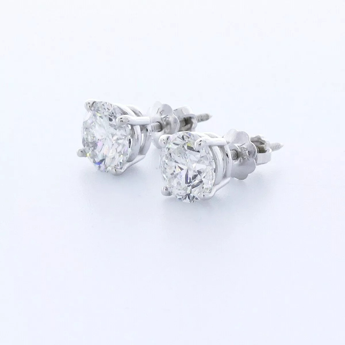 Solid 14K Yellow Gold Stud Earrings Classic 1.80 CT Round Natural Diamond F SI1