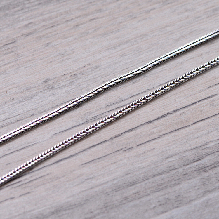 S925 Sterling Silver Chain Vintage Square Wheat Link 1.6mmW Men’s Necklace