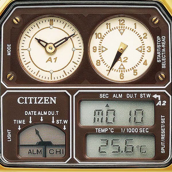 CITIZEN ANA-DIGI TEMP JG2103-72X Gold Analog Digital Men’s Watch NEW BOX