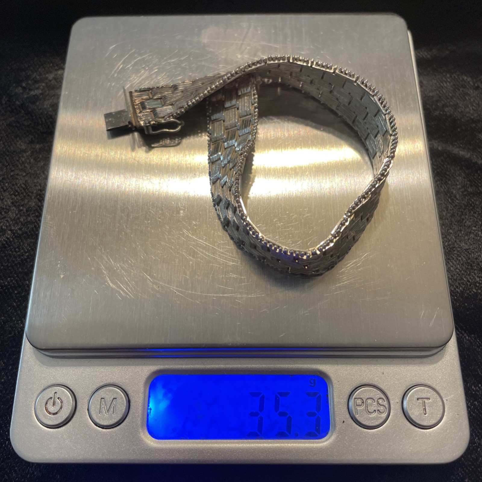 Milor Italy 925 Sterling Silver Wide Basketweave Mesh Link Bracelet 7.25in 35.2g