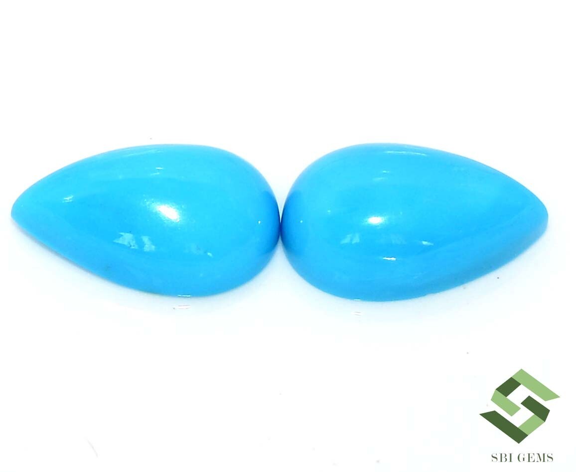 13×8 mm Natural Sleeping Beauty Turquoise Pear Cabochon Pair 6.26 CTS Loose Gems