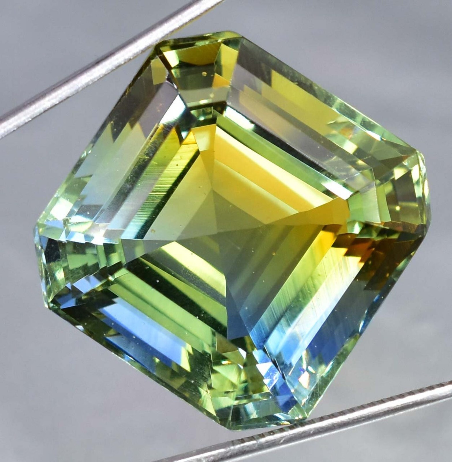 10 Ct Natural Yellow Blue Bi-Color Parti Sapphire CERTIFIED Gemstone Asscher
