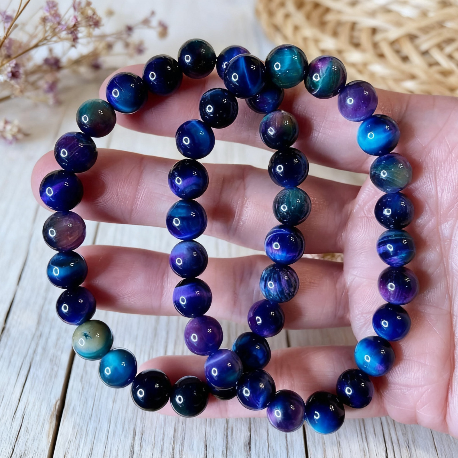 Natural Sugilite 8mm Round Beads Crystal Healing Reiki Women Stretchy Bracelet