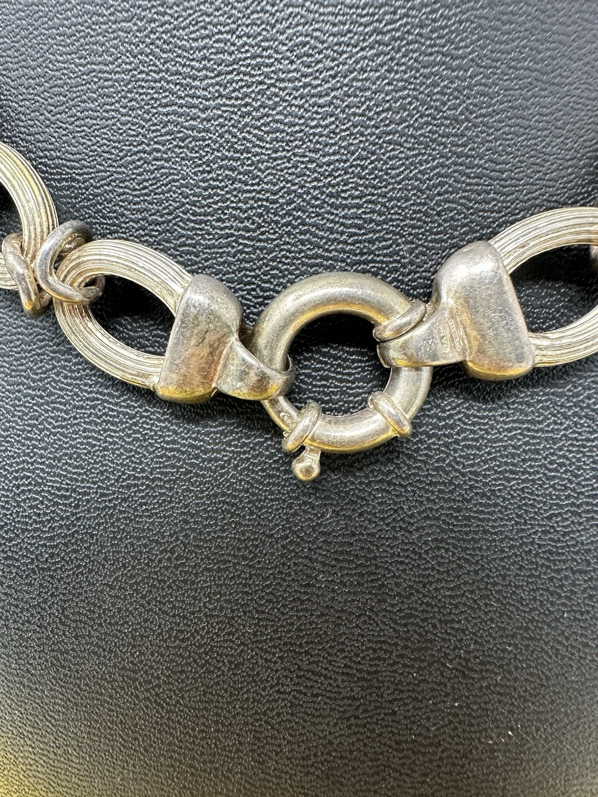 Sterling Silver Italian Oval-Link Chain Choker Necklace Elegant Modern 62g 15 In