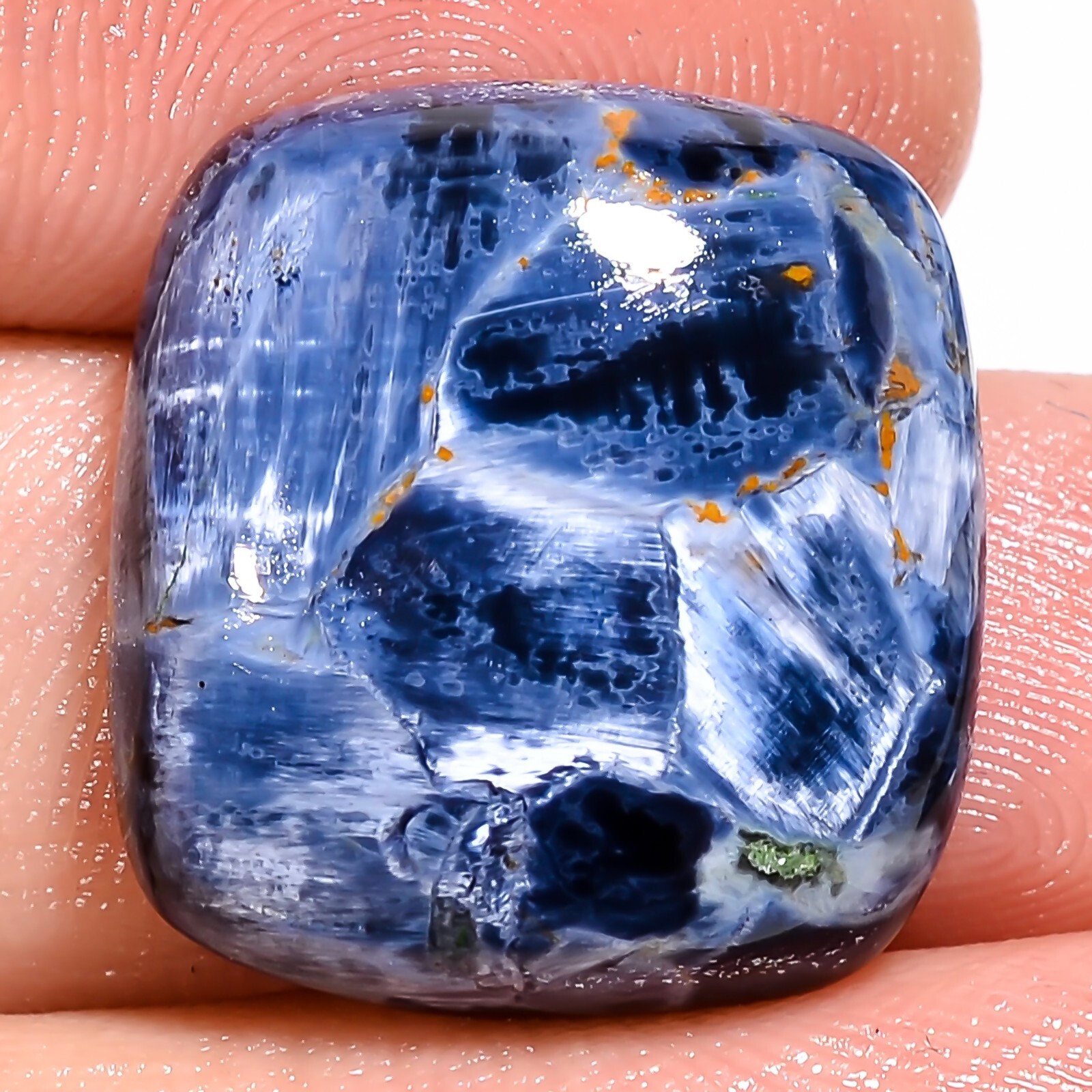 17.75CT 18x19x6mm Natural Grey PIETERSITE Cushion Cabochon Untreated stone BC-63