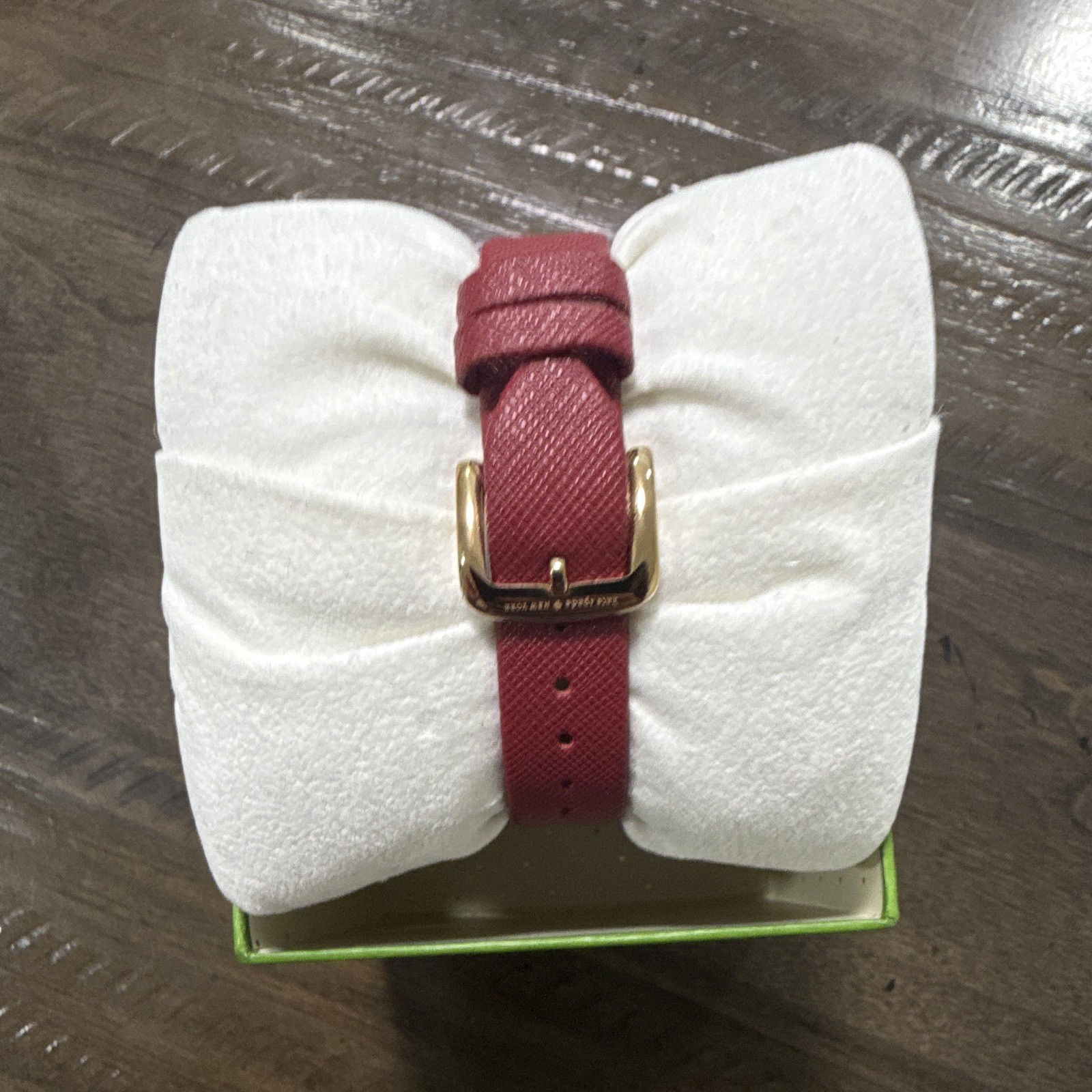 kate spade new york Metro Quartz Gold-Tone Red Leather Strap White Dial w/ Box