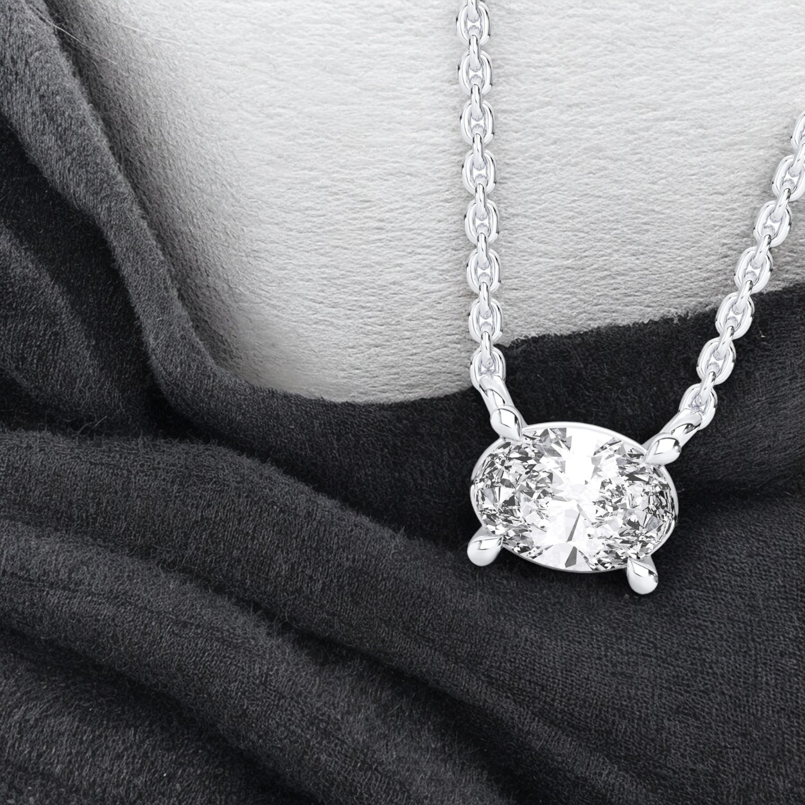 0.25Ct Oval Cut Lab Grown Diamond Pendant Necklace Sterling Silver Women Gift