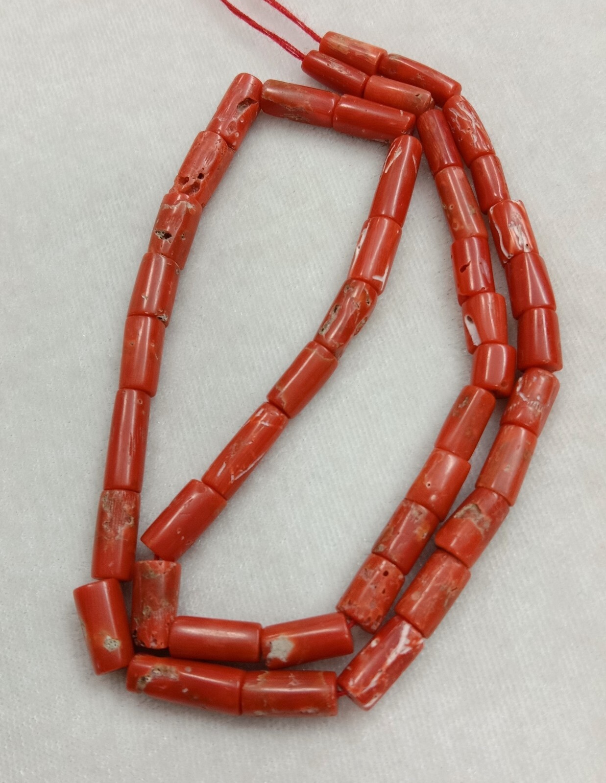 16″INCHES 100%Natural Italian coral pipe Beads.AA quality.Size 4x10mm to 5x10mm.