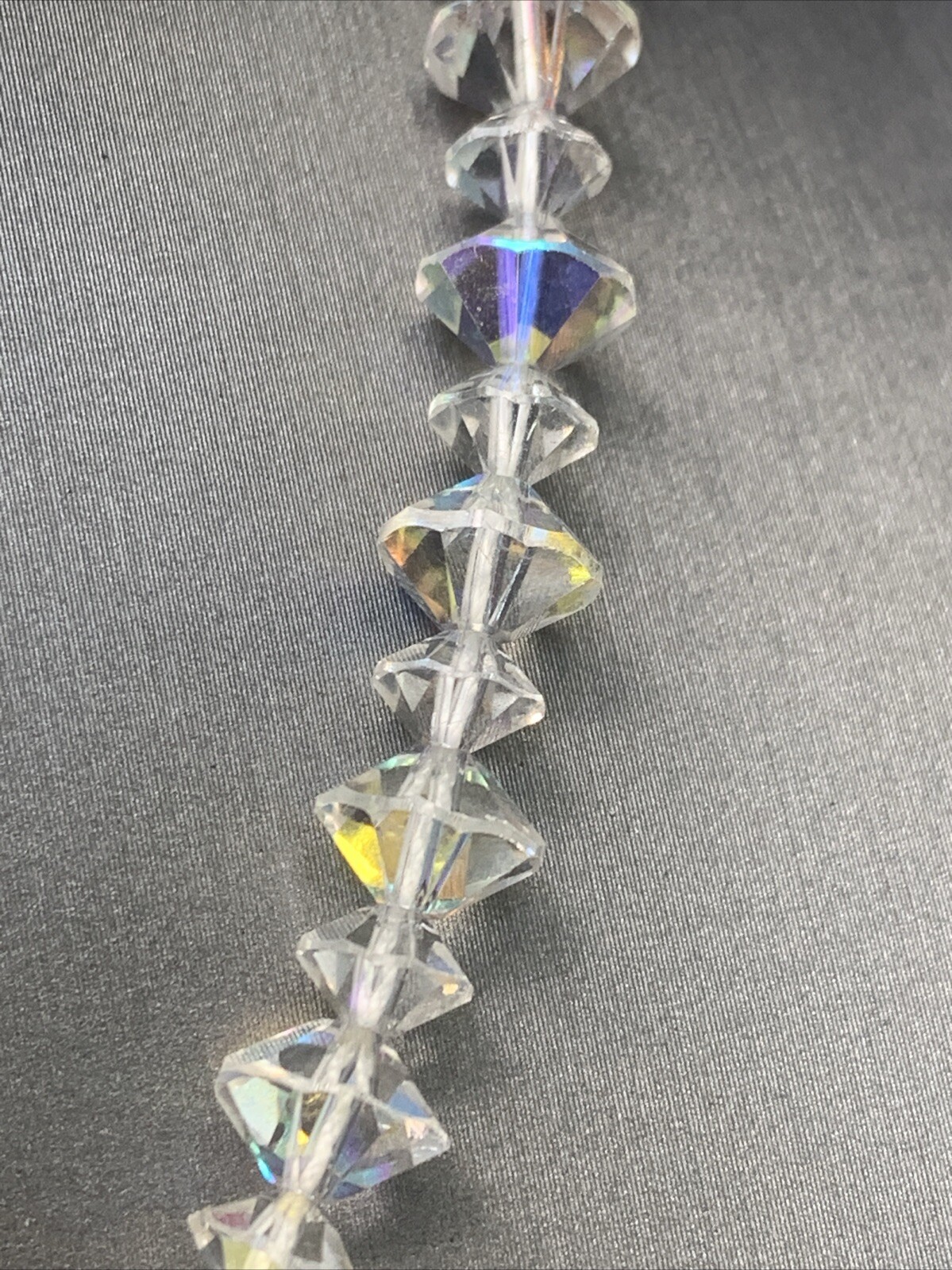 Vintage Necklace 1950s Ab Glass Crystal Wedding Necklace Change Knee length 14”