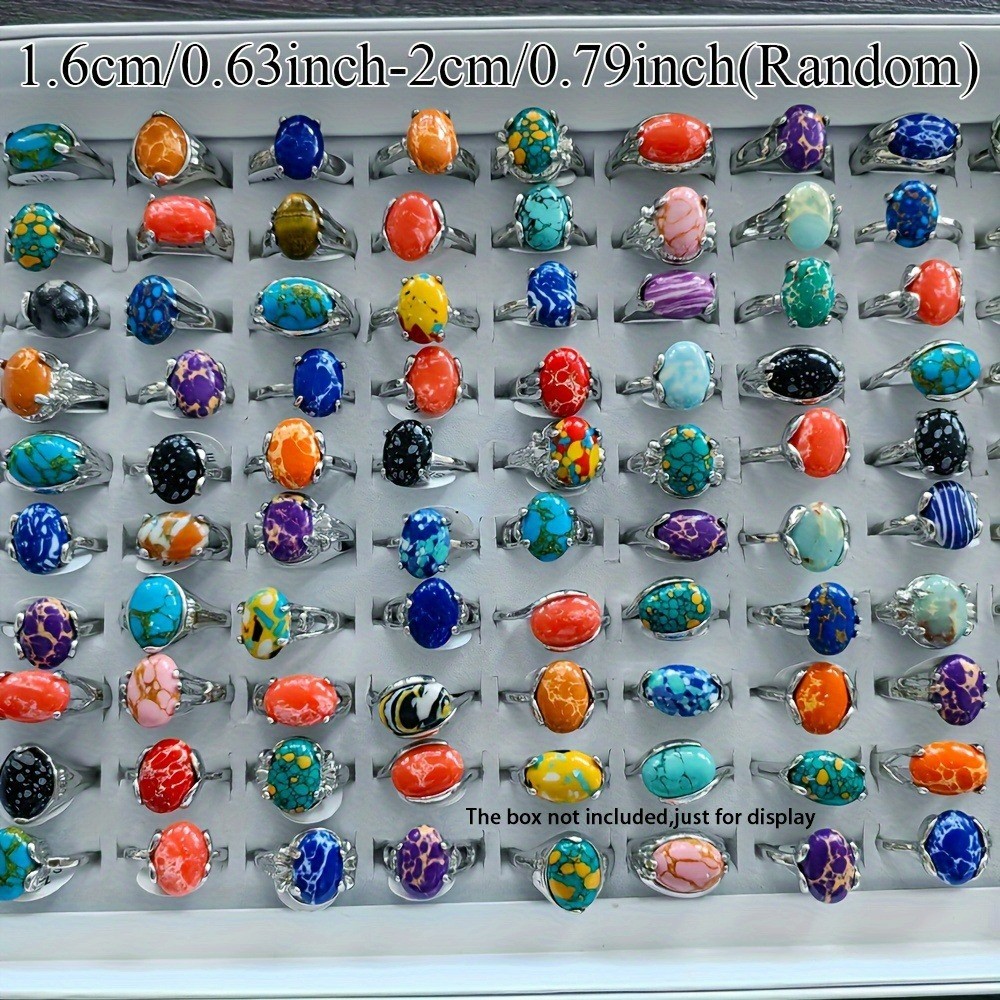 50/100Pcs Wholesale Lot Mixed Rings Malachite Rings Natural Stone Gemstone