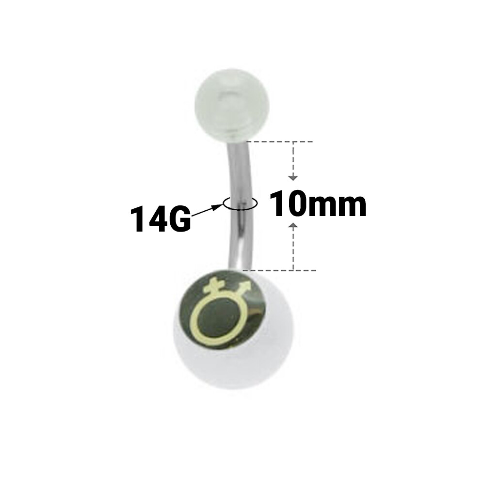 14 Gauge Belly Button Ring Acrylic Male and Female Logo Surgical Steel 2 Colors