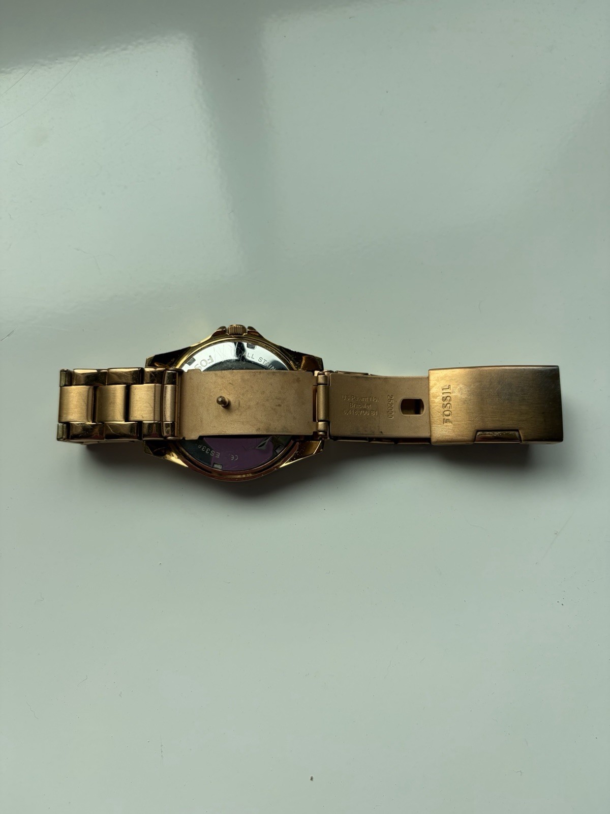 Fossil Gold Tone Wrist Watch for Women/ Teal Dial/ Working/ New Battery