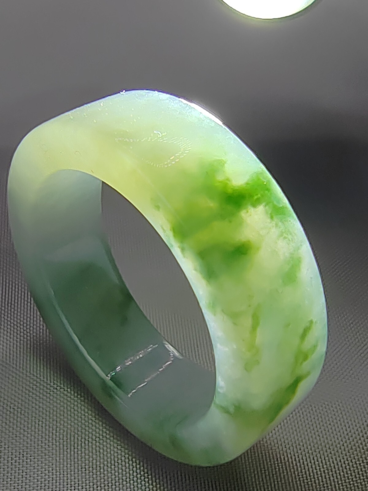 Ice Bluish Green Natural Jadeite Jade Band Ring # US SIZE 13.5 # 22.60mm