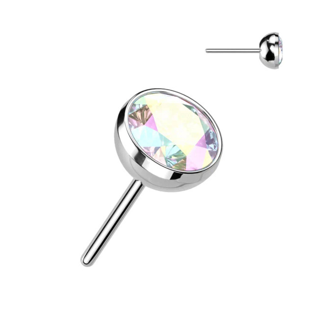 Threadless Push In Bezel Set Titanium CZ Top Replacement Part Sold Individually