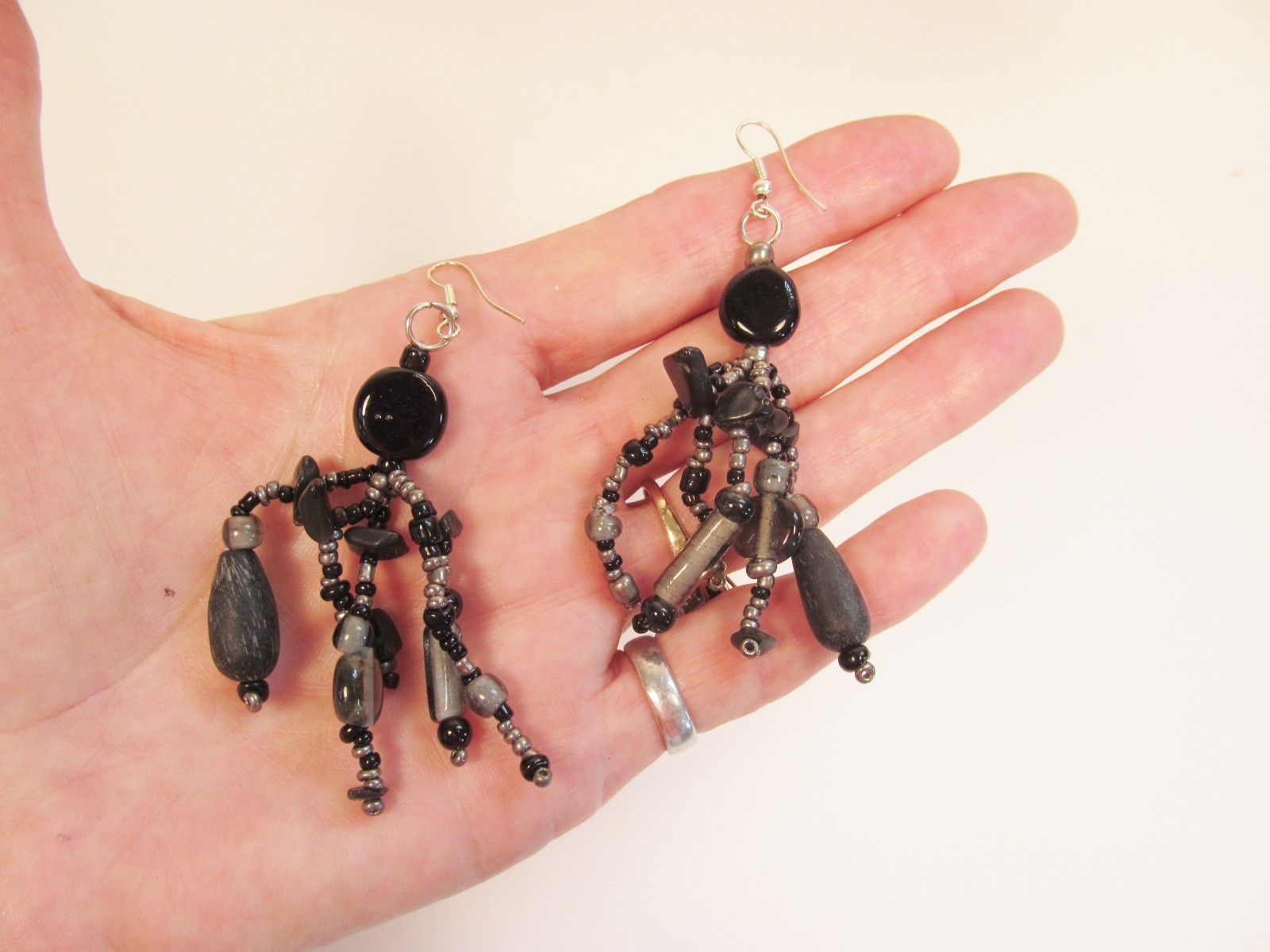 3 Handmade Beaded Black Multi Color BOHO Chandelier Dangle Earrings 3 COLORS