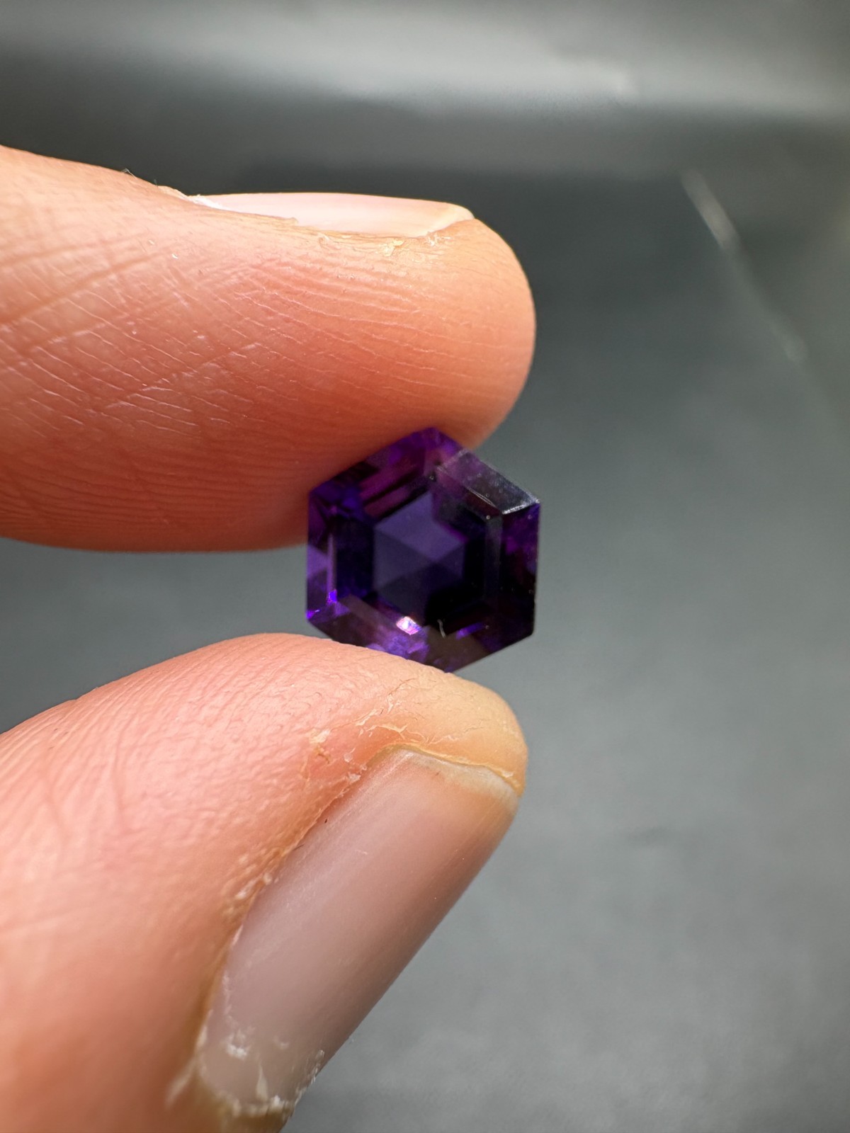 Dark Purple Amethyst, Hexagon Cut Gemstone, 2.75 TCW, February Birthstone