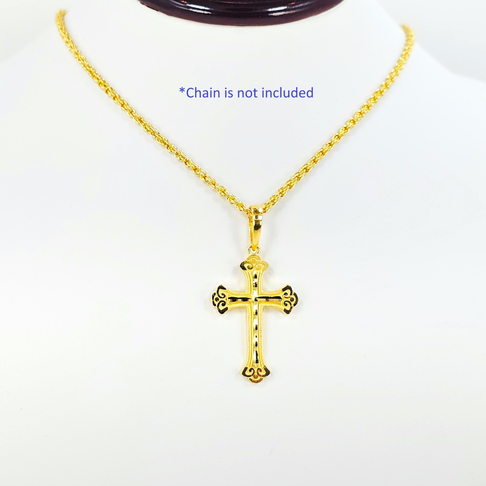 22K Solid Yellow Gold Cross Pendant Religious Genuine Hallmarked 916 – 1.32 inch