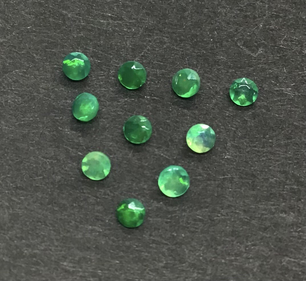 Ethiopian Opal Round Green Calibrated Treated Natural Gemstone for Ring Pendent
