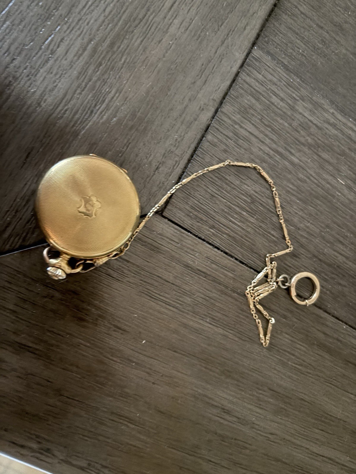 Vintage Bulova Caravelle Pocket Watch & Chain Ancre de Precision Gold Tone WORKS