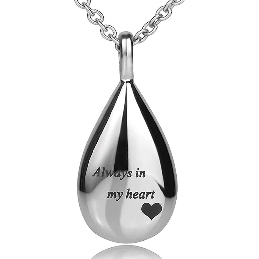 Teardrop Ashes Necklace Keepsake Urn Pendant Simple Elegant Cremation Memorial