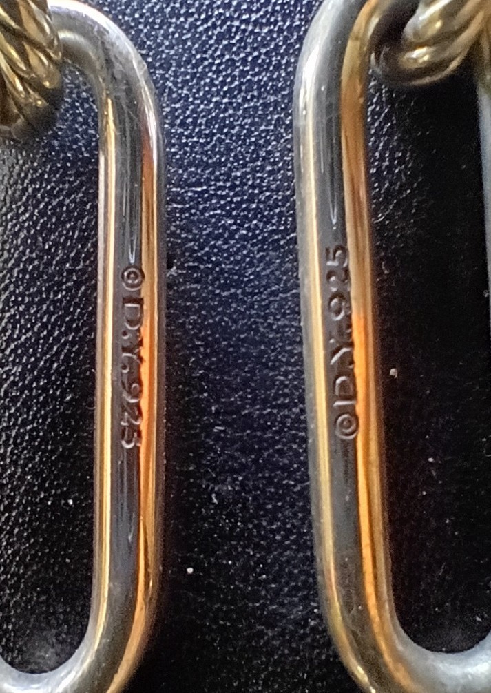 David Yurman Lexington Double Link Drop Earrings 925 Sterling Silver 53mm