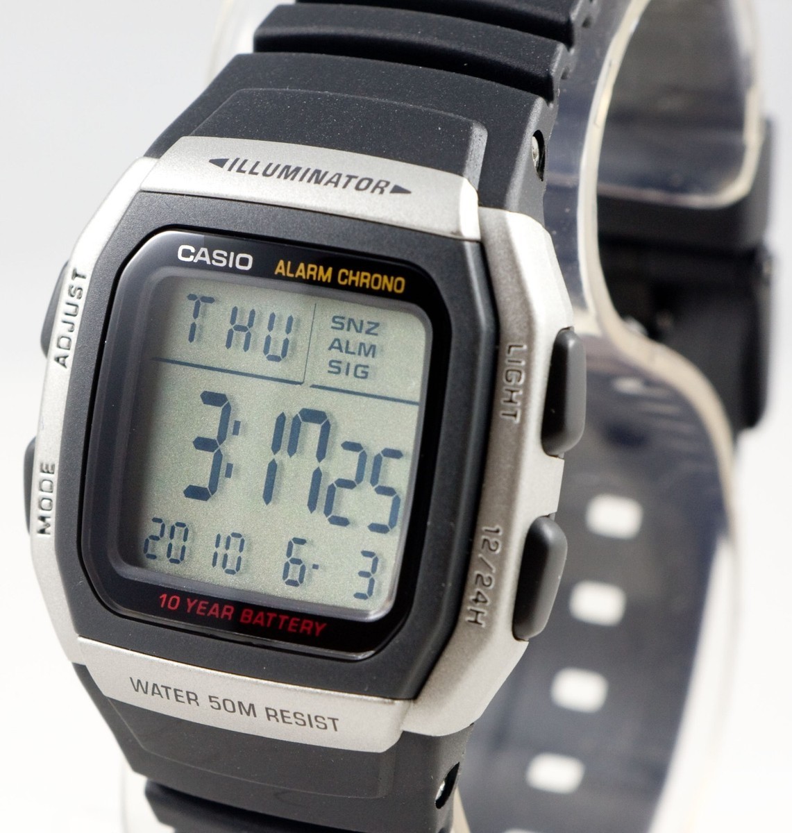 Casio W-96H-1AV Digital Sport 50M WR Alarm LED Backlight Afterglow Stopwatch