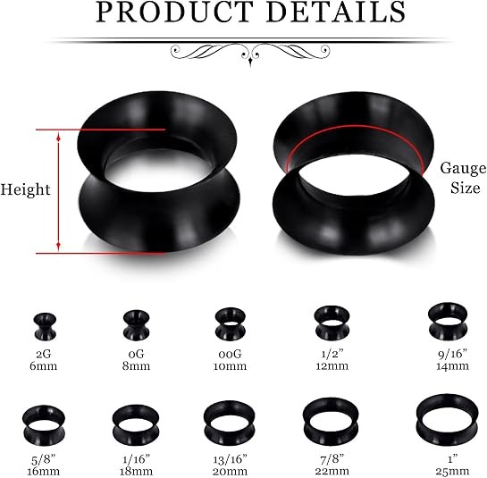40PCS Silicone Ear Gauges Plugs Tunnels Random Mixed Color Double Flared 2G-3/4″